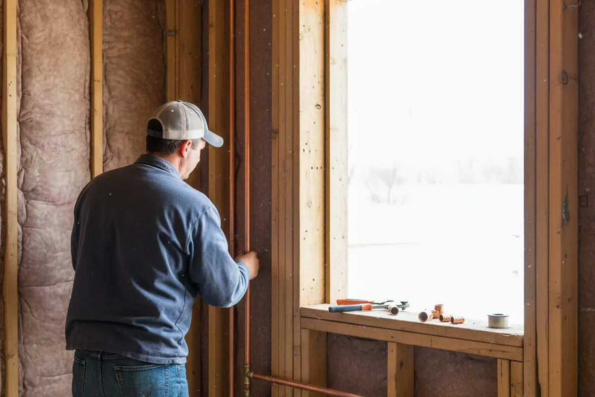 Licensed plumber running new copper supply lines in a New Philadelphia home